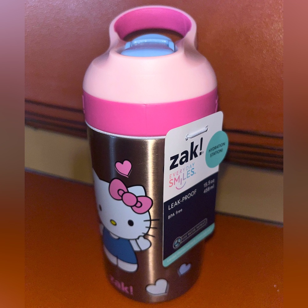 ZAK! Hello Kitty Pink and Blue Water Thermos Bottle 15.5oz NEW NWT